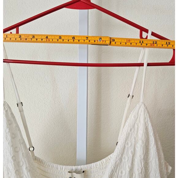 CLEOBELLA Violet Embroidered Spaghetti Strap V-Neck Bow Smocked Mini Dress Sz M - Picture 13 of 16